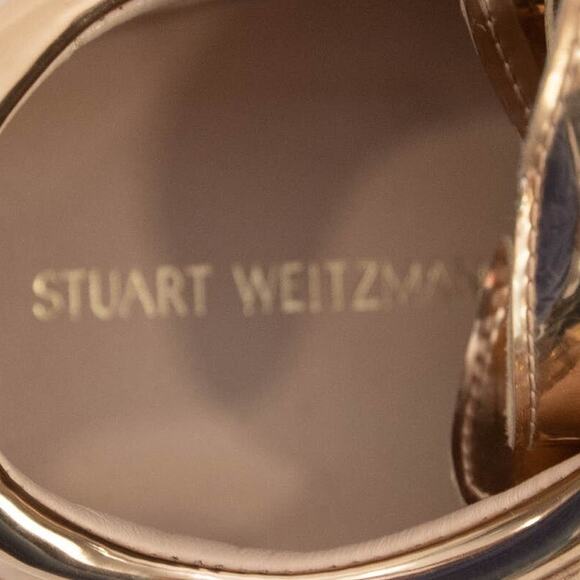 Stuart Weitzman Rose Gold Patent Leather Gaming Sneakers Size 8.5 - Picture 9 of 12